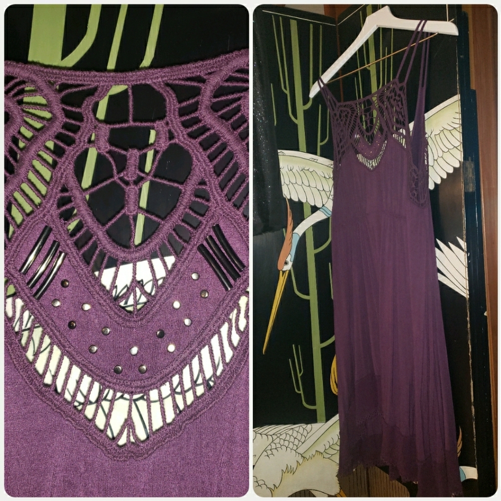 Free People Crochet Plum High Low Dress